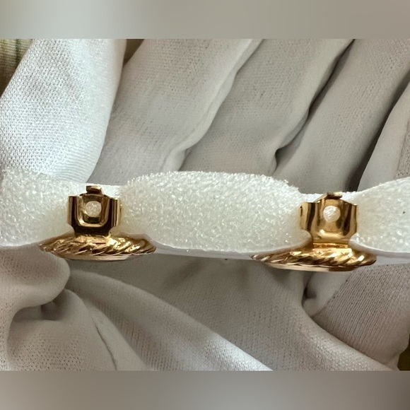 Burberrys Clip Earrings, Teal, Gold Tone - Picture 4 of 5